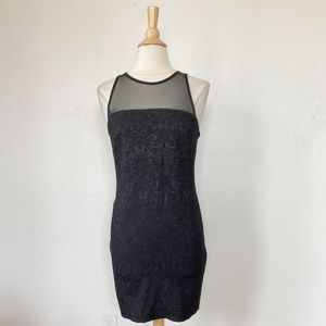 Y2K Black Floral Baroque Mesh Sleeveless Cocktail Dress